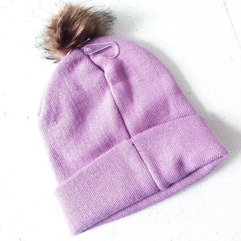 Emoji reversible sequins knit pom pom hat